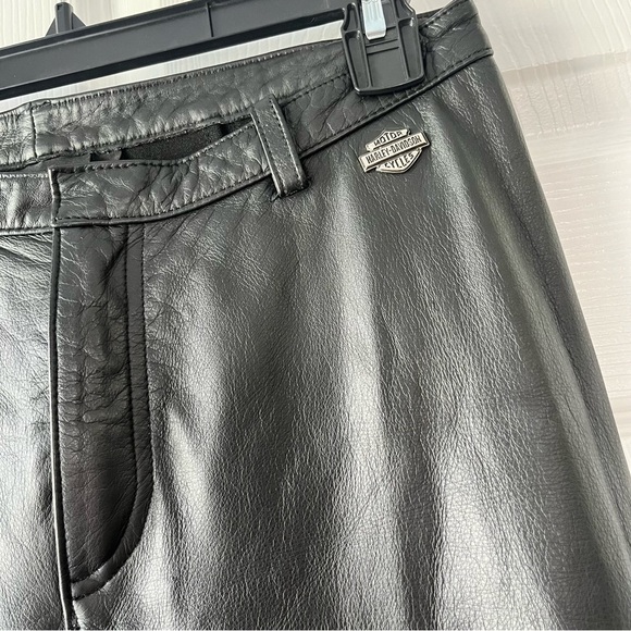 Harley Davidson Motor Pants Leather Front Spandex Back SZ 36/8 Comfort Riding - Picture 2 of 5